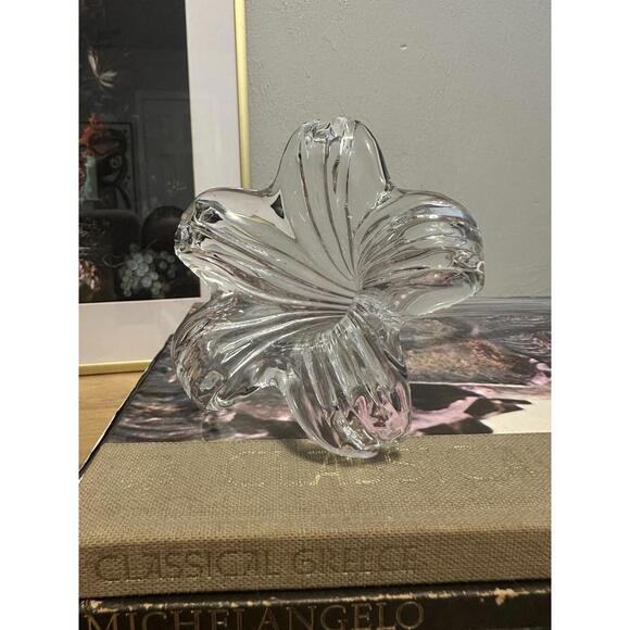 Vintage 7" Long Hand-Blown Glass Sculpture Iris Flower With A Stem - Bud Vase - Picture 5 of 5